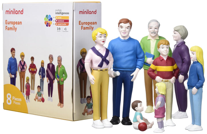 Miniland 27395 - Europäische Familie 8 Figuren 12,5 cm / 4,5