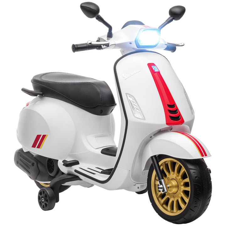 AIYAPLAY Elektro Kindermotorrad, Vespa 6V Elektromotorrad mit MP3, USB, FM-Radio, LED-Scheinwerfer,