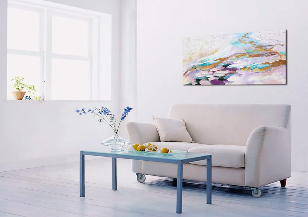 YS-Art Abstrakt Acryl Gemälde auf Leinwand handgemalt Abstraktion V Wandbilder Wohnzimmer moderne we