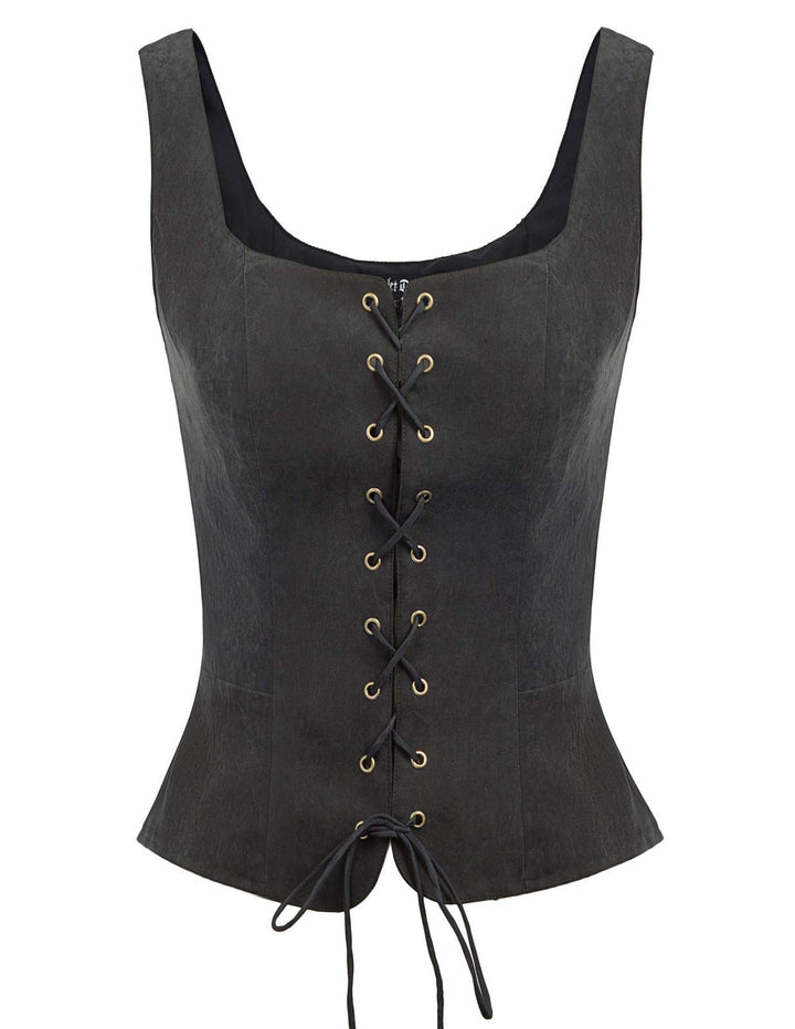 SCARLET DARKNESS Damen Renaissance Weste Cosplay Kostüm Wildleder Retro Lace-up Weste Mantel XL Schw