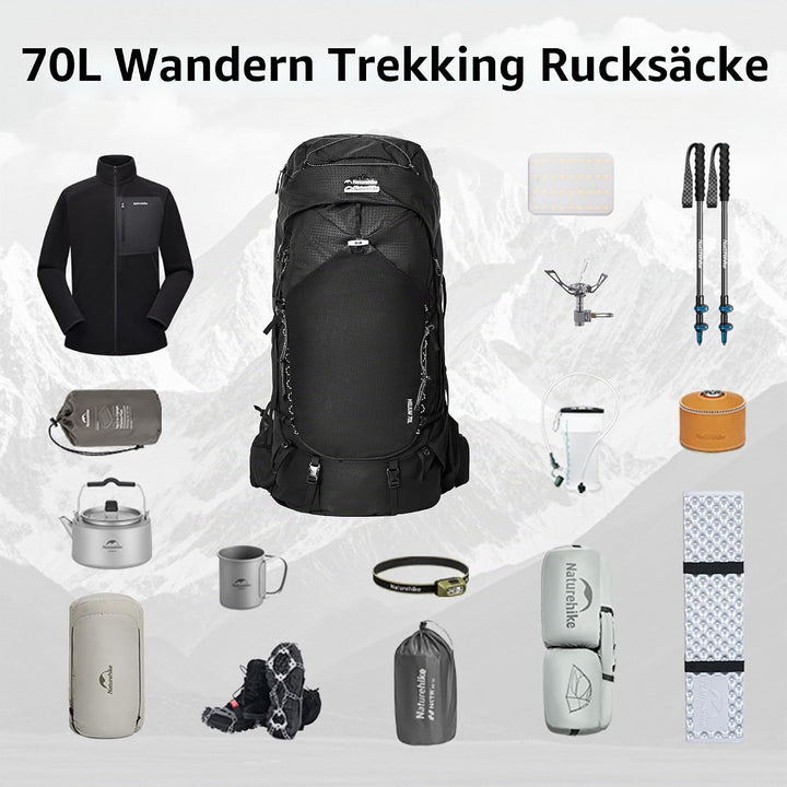 Naturehike Wanderrucksack 70L Herren Damen Reiserucksack Wasserdichter Trekkingrucksäcke für Outdoor