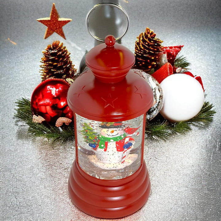 MIJOMA Weihnachtliche LED Laterne Schneekugel aus Glas, Zauberhafter Schneewirbeleffekt, Warmweisses