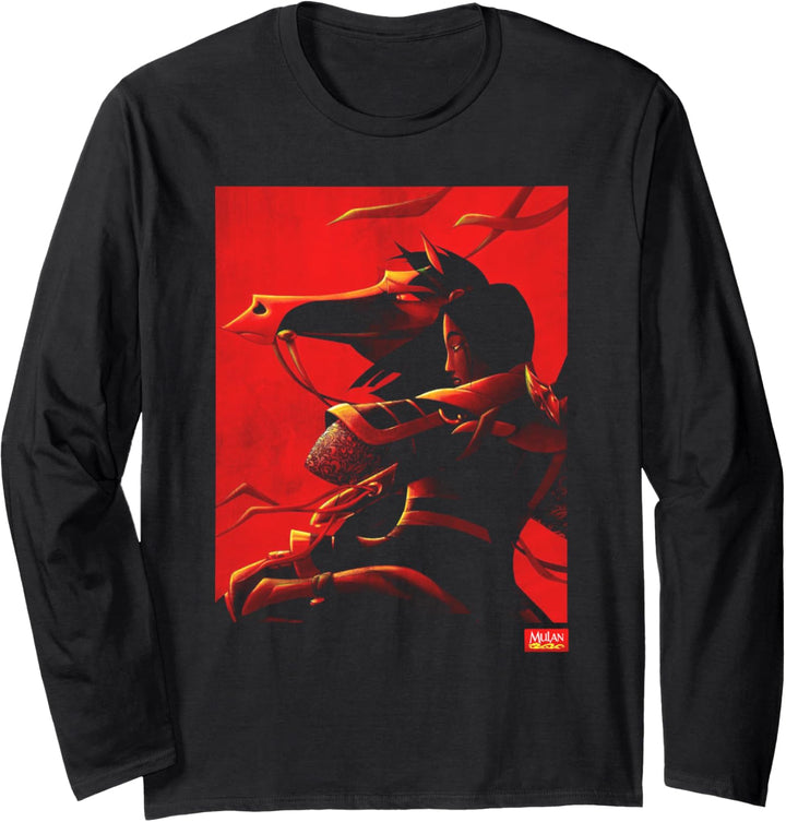 Disney Mulan and Khan Red Poster Langarmshirt