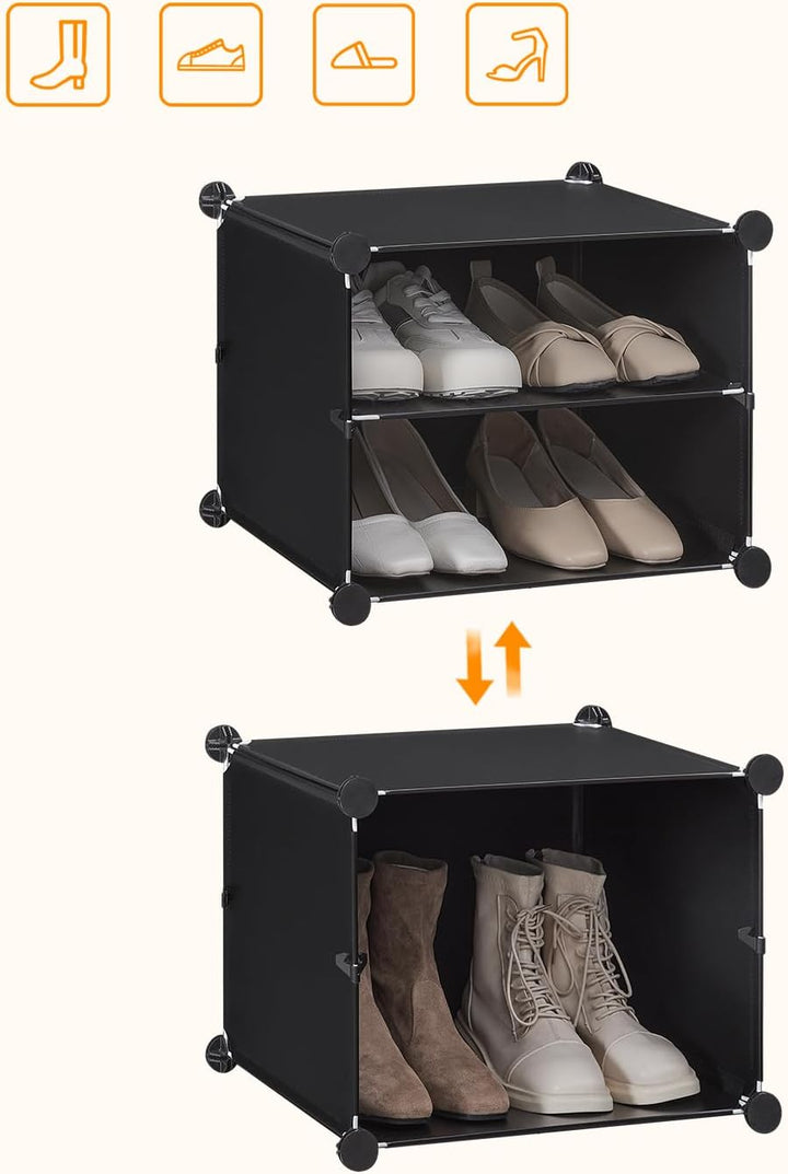 HOOBRO Schuhregal mit 6 Fächern, Schuhschrank, für 24 Paar Schuhe, 40 x 30 x 30 cm pro Fach, schmal,