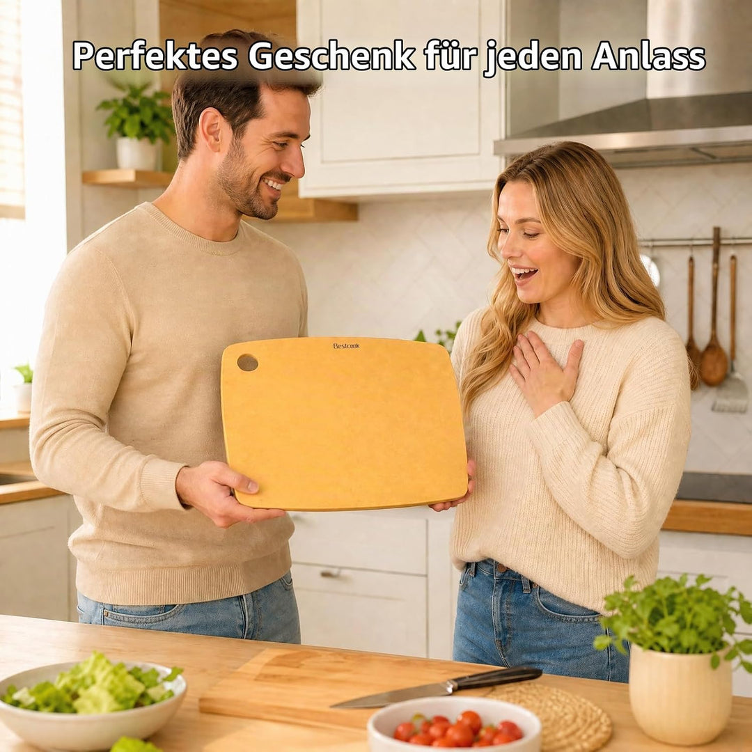 BESTCOOK Schneidebrett Holzfaser 2er-Set, Spülmaschinenfest Chopping Board, Hohe Dichte, Antiporös,