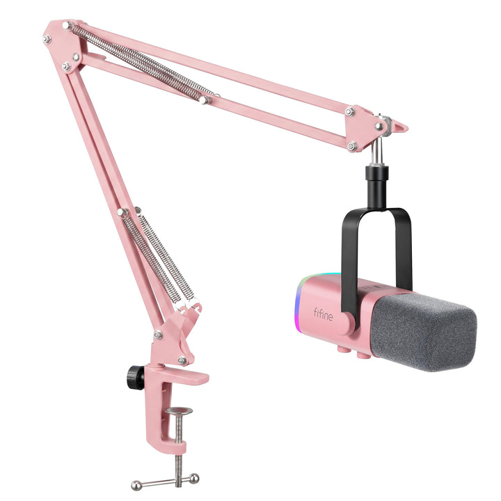 FIFINE XLR Streaming Mikrofon mit Arm für Podcast Studio, USB Dynamisch Microphone Gaming PC mit Stu