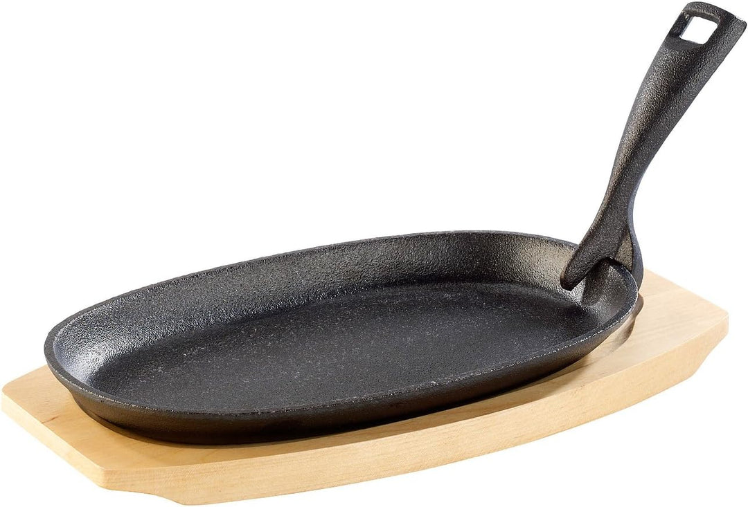 Tornwald-Schmiede Gusspfanne: 2 Profi-Servierpfannen, Gusseisen, mit Untersetzer, 24x14x2,2 cm, 820g