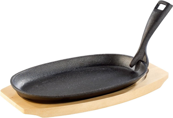 Tornwald-Schmiede Gusspfanne: 2 Profi-Servierpfannen, Gusseisen, mit Untersetzer, 24x14x2,2 cm, 820g