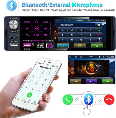 Podofo 4,1 Zoll Single Din Autoradio mit Freisprech-Bluetooth, 1 Din Autoradio Con Bildschirm Radioe