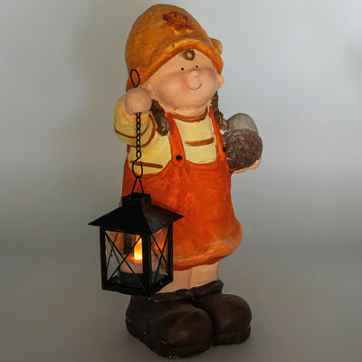 Wichtelstube-Kollektion XL 35cm hoch Gerda mit Laterne im Frühherbst Gartendeko für den Herbst deko