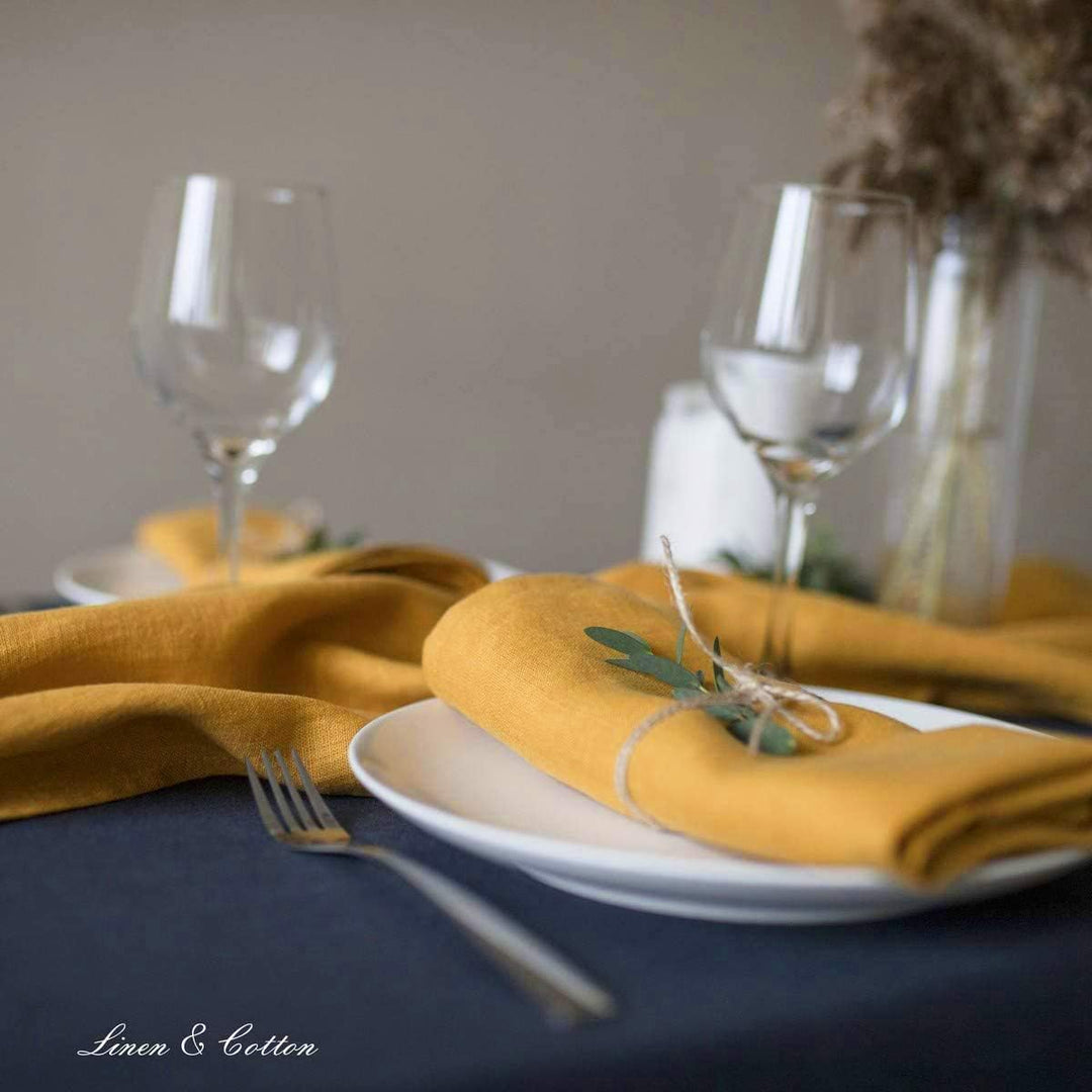 Linen &amp; Cotton Hochwertige 4 x Stoffservietten/Servietten Stoff/Leinenservietten Hygge - 100% Leinen
