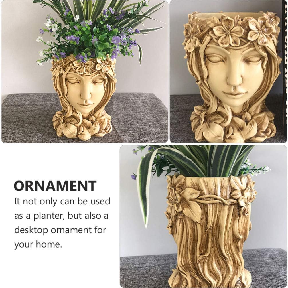 YARNOW Gesicht Pflanzer Aus Kunstharz Flowerpot Mit Weiblichem Design Sukkulenten-blumentopf Für Hei