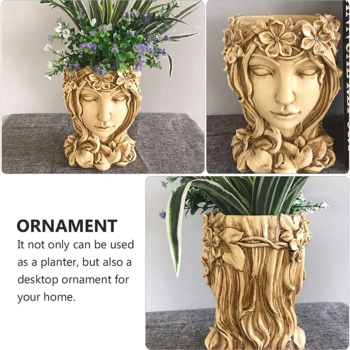 YARNOW Gesicht Pflanzer Aus Kunstharz Flowerpot Mit Weiblichem Design Sukkulenten-blumentopf Für Hei