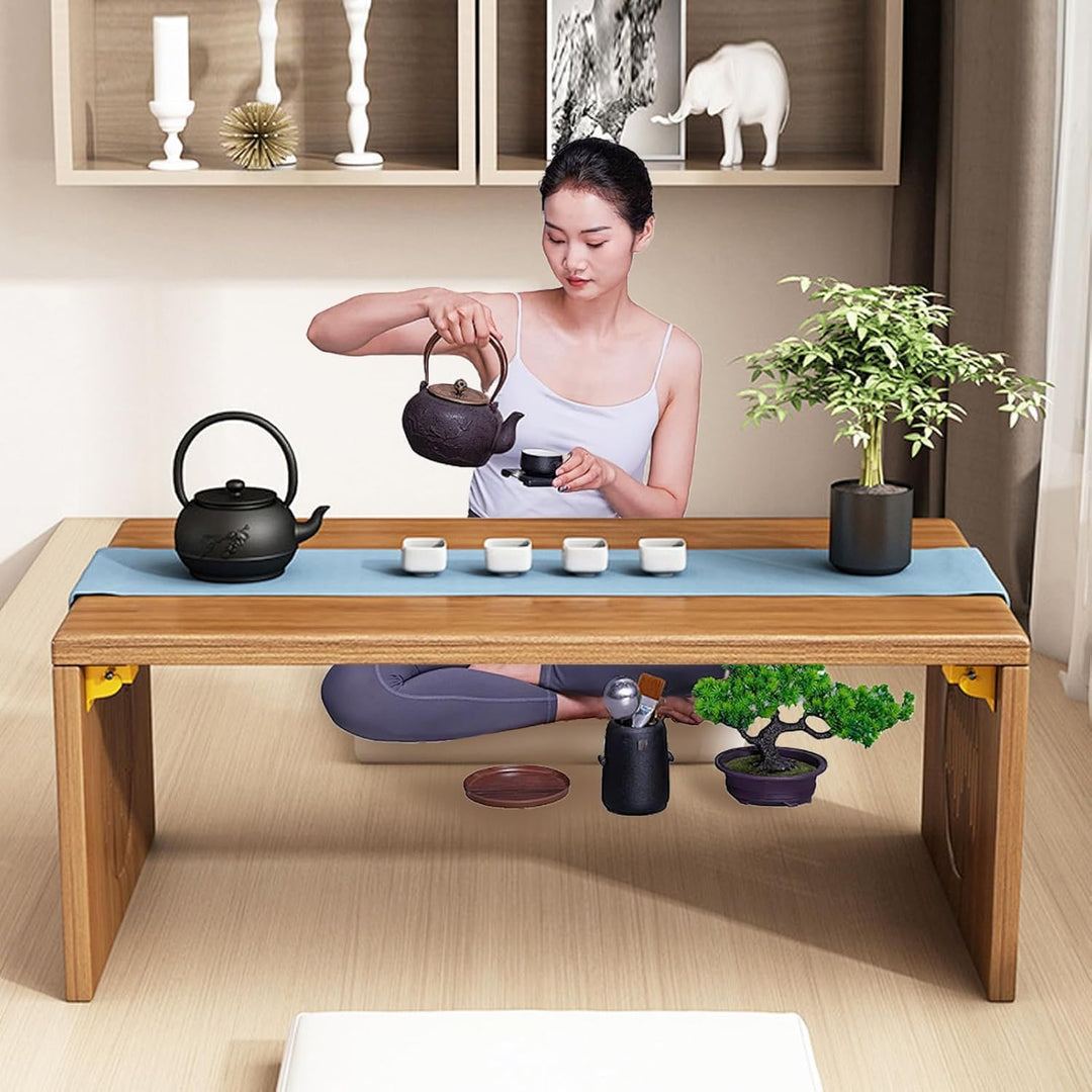 Japanischer klappbarer Bodentisch, Bambus Meditations-Tisch zum Sitzen auf dem Boden, tragbarer Teet