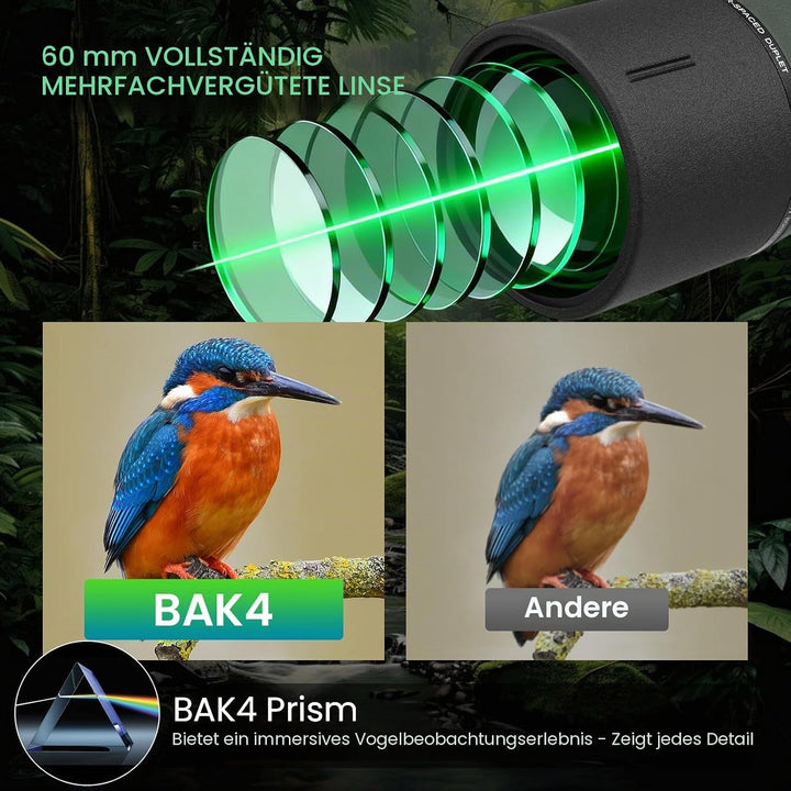 BIBIRE Spektiv mit Stativ und Smartphone-Adapter, 25-75x60 HD-Spektiv mit Tragetasche für Zielschies