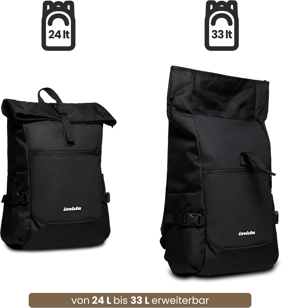 INVICTA ACT FOLD Rucksack aus nachhaltigem Stoff, Praktisch &amp; Unisex Leicht, kompakt, mit Laptopfach