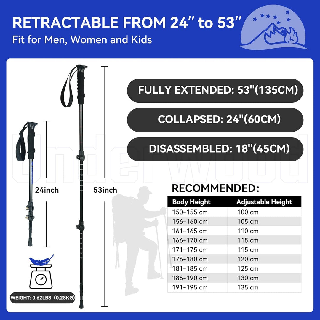 Nordic Walking Stick für Damen und Herren, Teleskop 2 Stück Wanderstöcke für Trekking, Aluminium Wan
