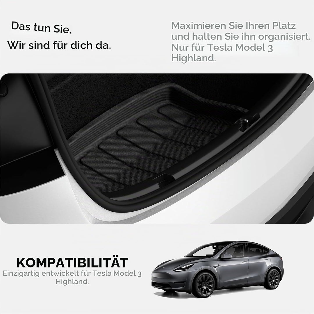 Spigen Tesla Model 3 Highland (2024~) Hintere Kofferraummatte für Aufbewahrung, Stossfestes XPE-Mate