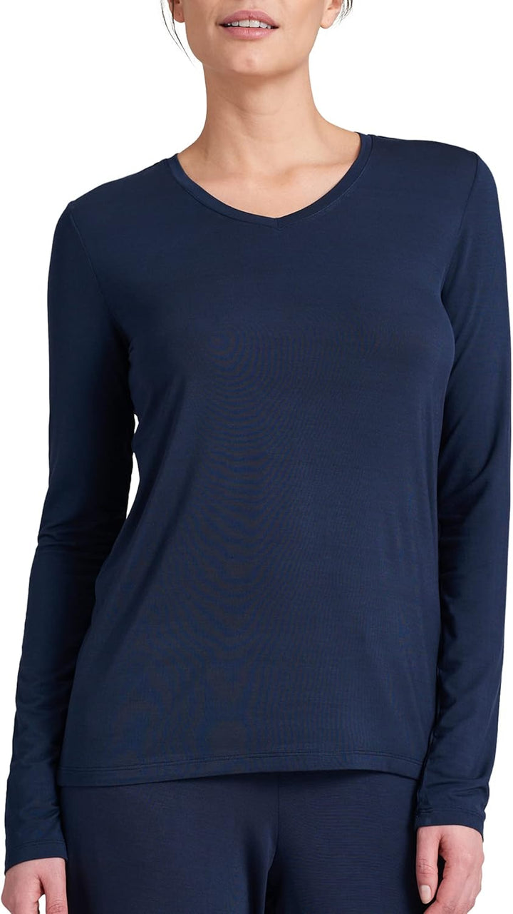 Schiesser Women's Schlafshirt Langarm Pajama Top 34 Blau_175477, 34 Blau_175477