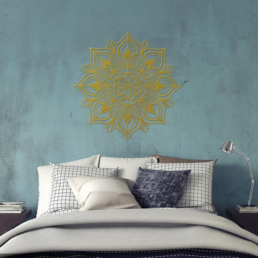 ESTART Grosse Metall-Mandala-Wanddekoration, einzigartige Lotusblumen-Wandkunst für Zuhause Schlafzi