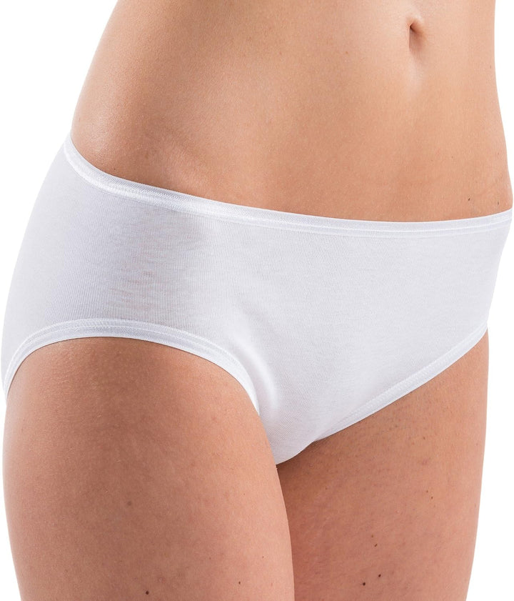 HERMKO 1031 5er Pack Damen Midi-Slip aus 100% Bio-Baumwolle 32-34 Weiss, 32-34 Weiss
