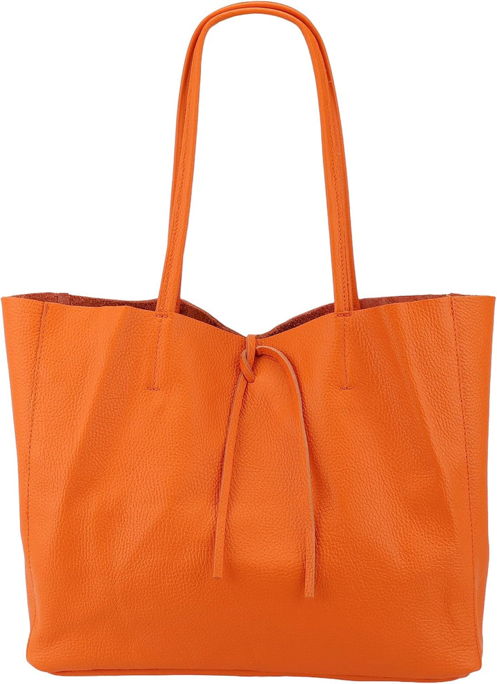 SH Leder ® Damen Echt Rindleder Shopper in Querformat mit Innentasche in vielen Farben Schultertasch