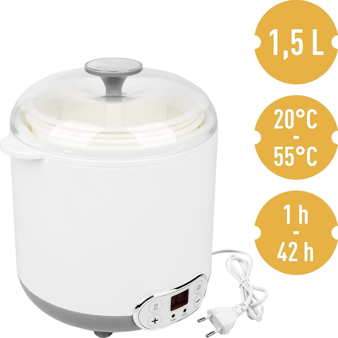 Browin 801013 Multifunktionales Gerät Käse und Joghurt mit 1,5 L Thermostat, weiss, grau,