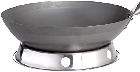 Original chinesische Wokpfanne, Ø 33 cm und Edelstahl-Wok-Ring (Wok, China-Wok, Stahl-Wok, Asia-Wok)