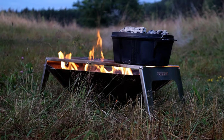 FENNEK Klapprost XL mit Tasche | Mobiler Grillrost zum Aufklappen | Extra stabile Ausführung mit gro