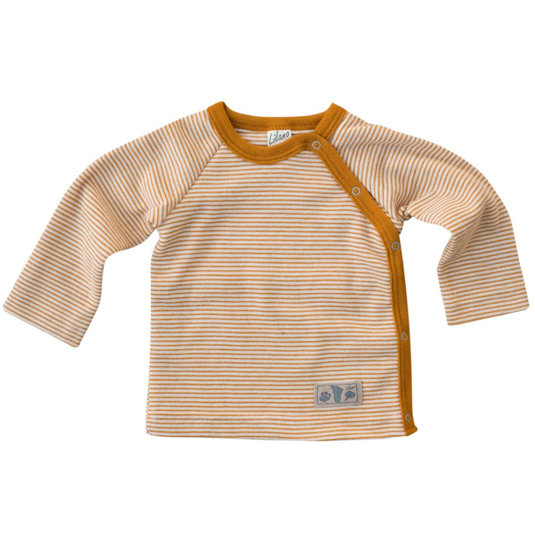 Lilano, Baby Shirt mit Knopfleiste, Merinowolle (kbT), Seide, 210 g/m² 80 Curry/Natur, 80 Curry/Natu