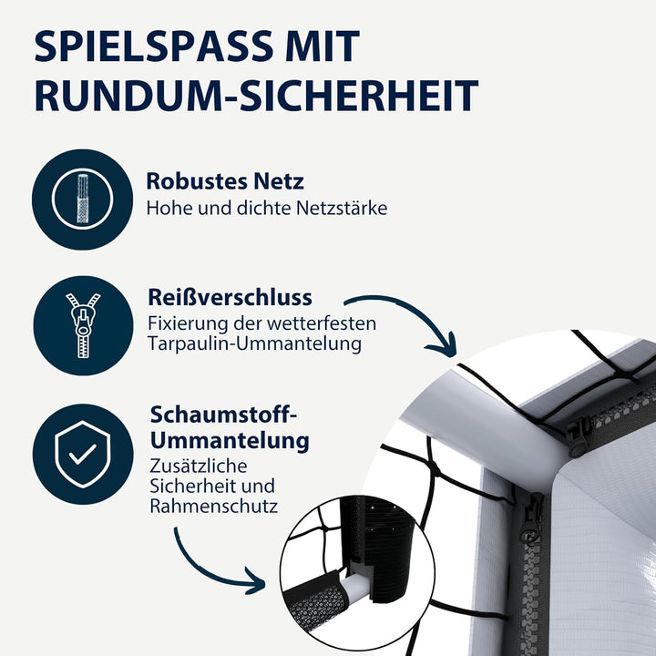 HUDORA Fussballtor Pro Tect 360 Advanced – Outdoor Fussballtor mit Netz und wetterfester Ummantelung