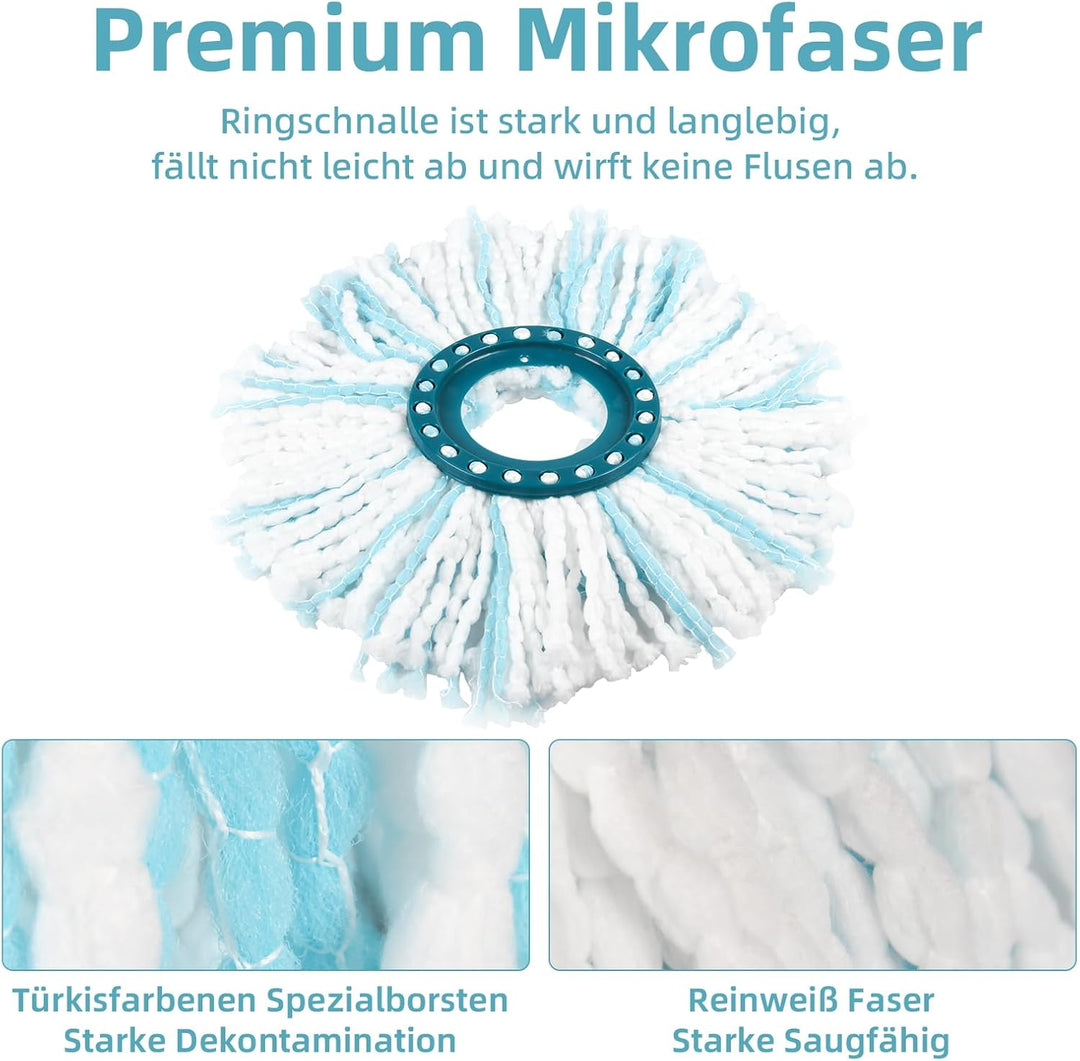6 Stück Ersatzkopf für Leifheit Clean Twist Disc Mop/Clean Twist Disc Mop Ergo Bodenwischer, Mikrofa