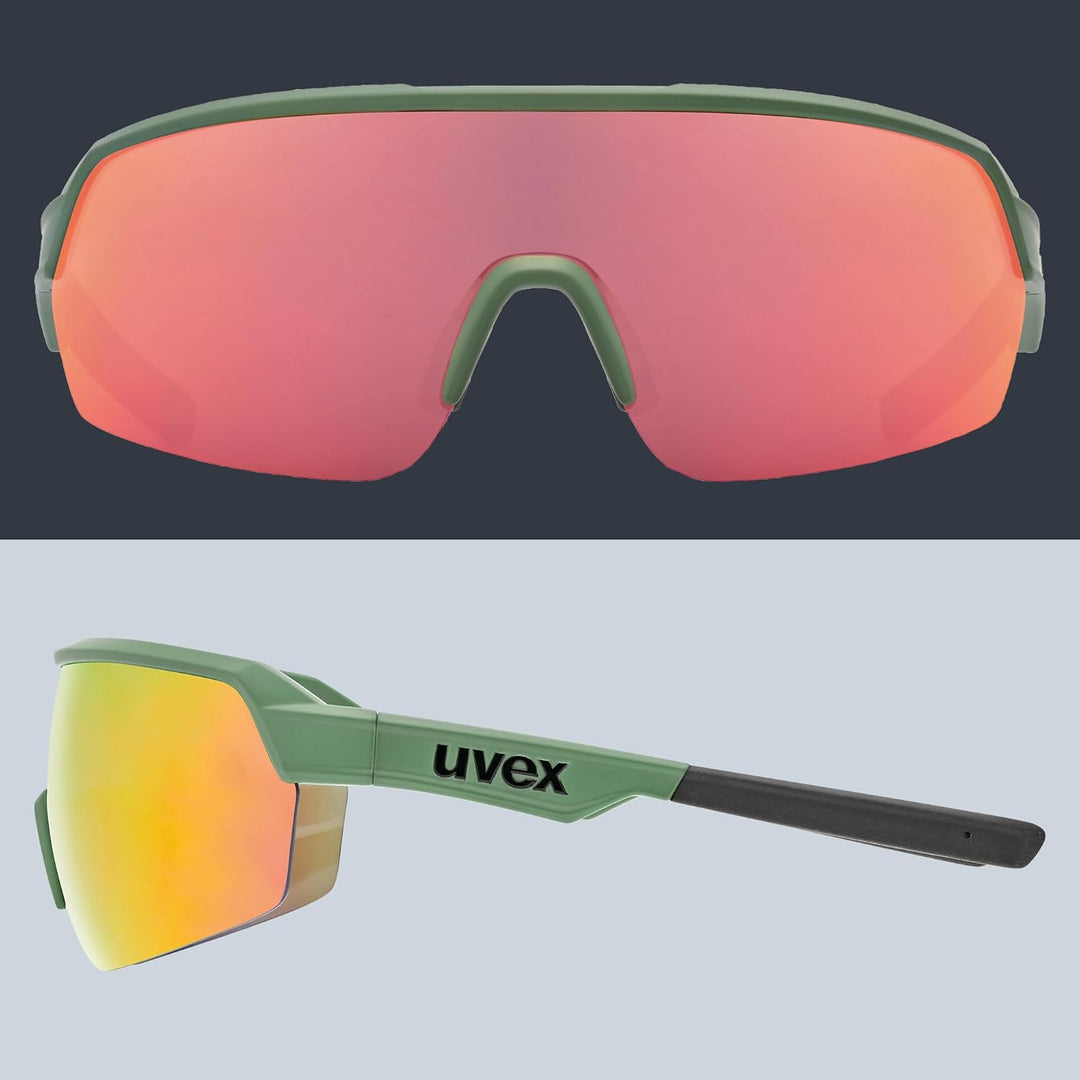 uvex Unisex Sportstyle 227 Sportbrille (1er Pack) Einheitsgrösse olive mat/mirror red, Einheitsgröss