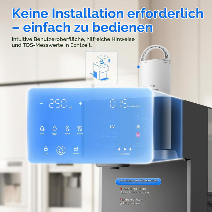 Osmoseanlage Wasserbar mit Wassersprudler, Auftisch Heisswasserspender &amp; Eiswasserspender, 6-Stufen