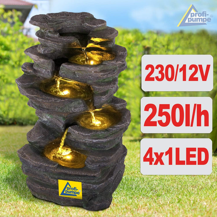 Gartenbrunnen Brunnen Zierbrunnen Zimmerbrunnen Springbrunnen Brunnen mit LED-Licht 230V Wasserfall
