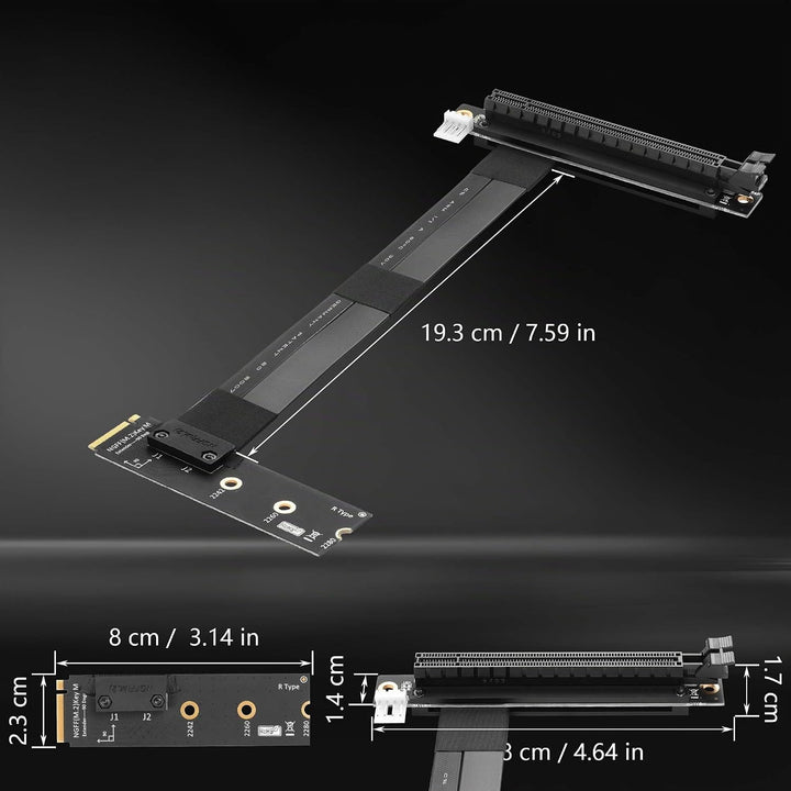 CERRXIAN M.2 NGFF auf PCI-e 16x Grafik-Riser-Karte, 90 Grad links, M.2 NGFF-Schlüssel auf PCI-Expres