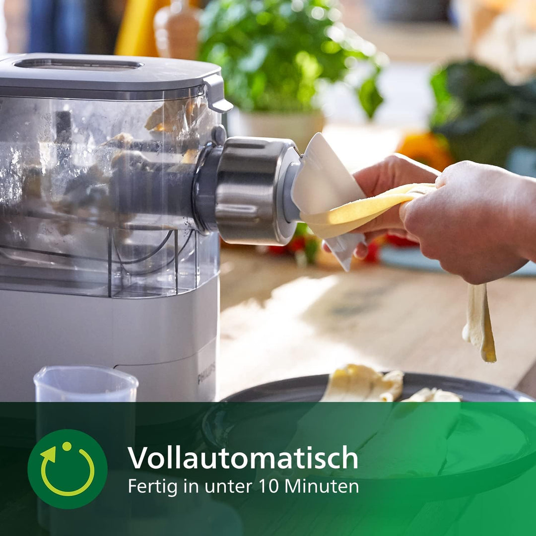 Philips Pastamaker – vollautomatisch, Wiegefunktion, 4 Formaufsätze, weiss/rauchgrau