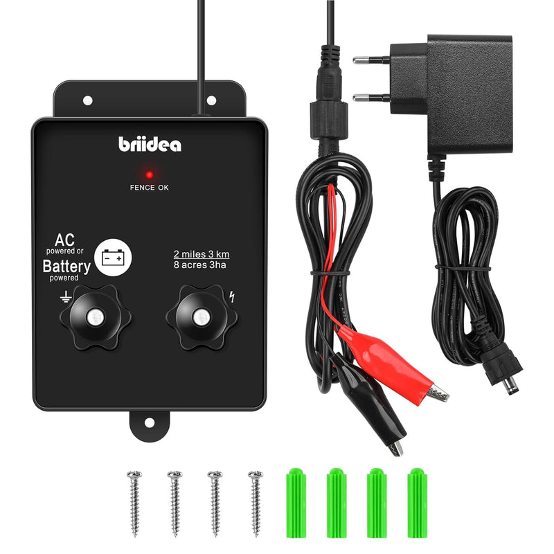 HEFC-04DE 230V Weidezaungerät, Briidea 2-Meile 8 Acres 2-in-1 Elektrischer Zaunladegerät betrieben v
