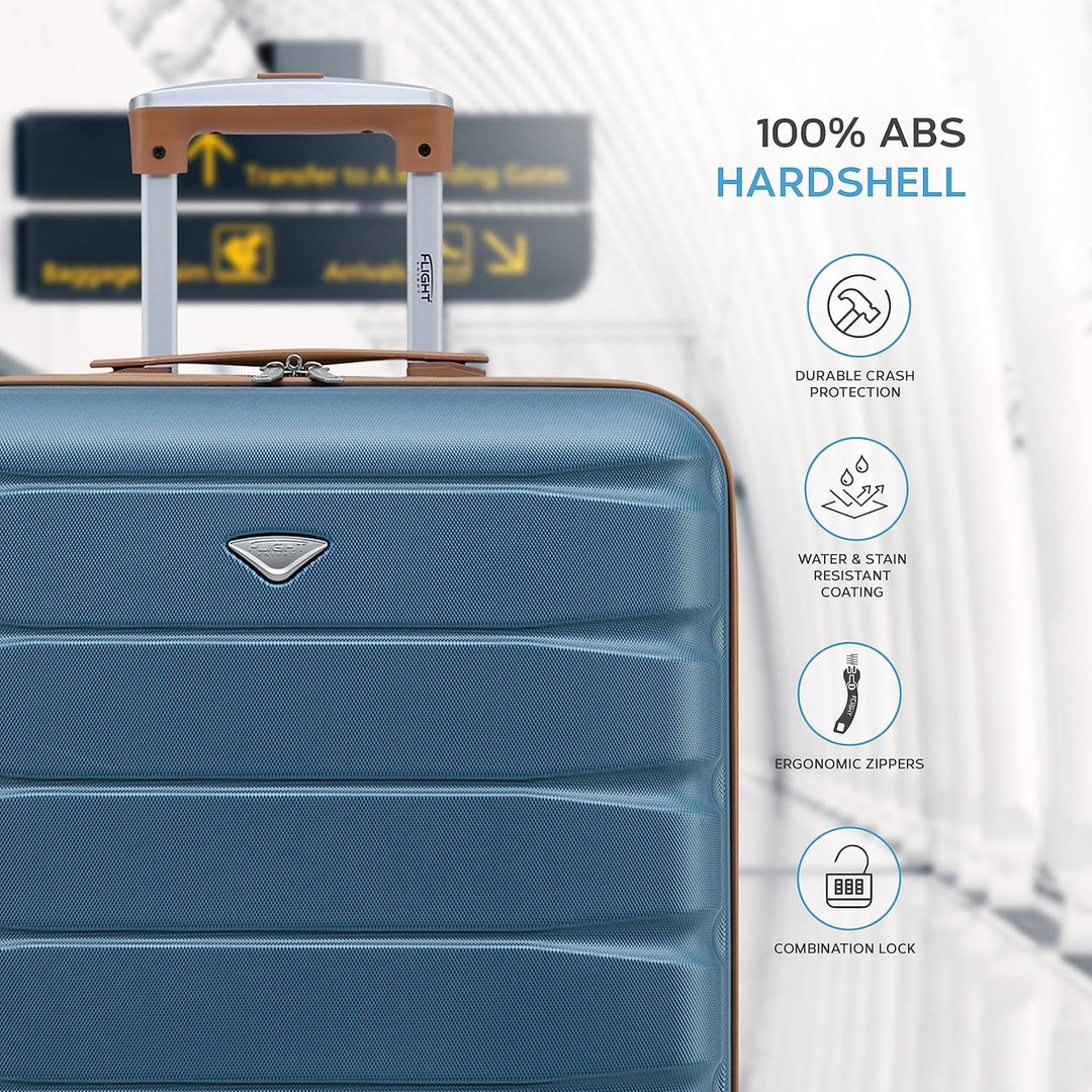 Flight Knight 3er-Pack Leichte 4-Rad-ABS-Hartschalenkoffer, Handgepack, zugelassen fur Fluggesellsch