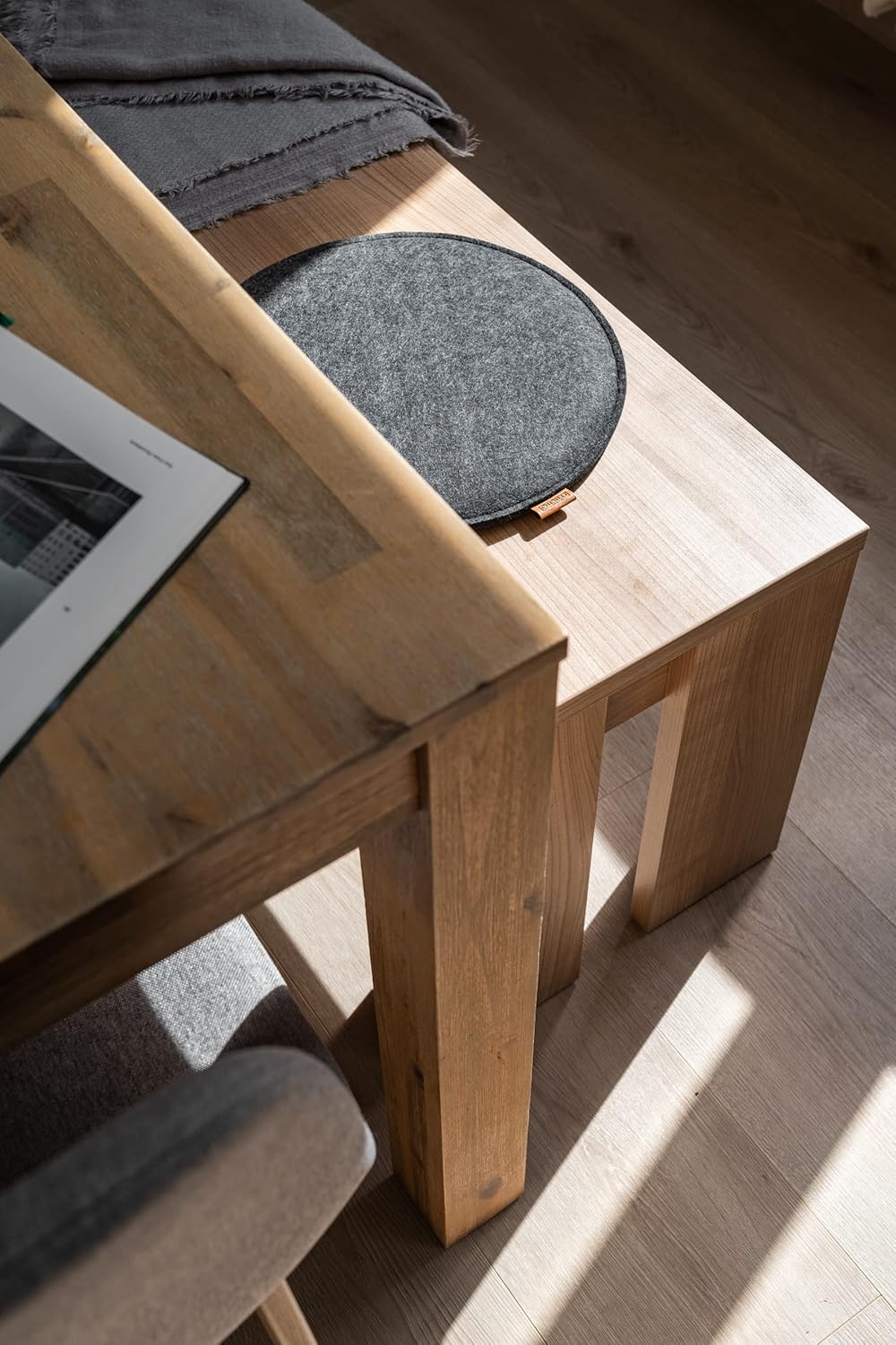 Miqio Design Filz Sitzkissen Rund mit Antirutschnoppen | 35cm | 6er-Set | Indoor und Outdoor | Nachh