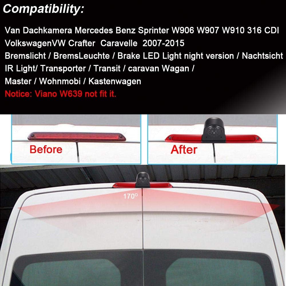 【4.3'' Rückspiegel Monitor + Rückfahrkamera Transpoter】im 3. Bremsleuchte HD Rückfahrkamera für Merc
