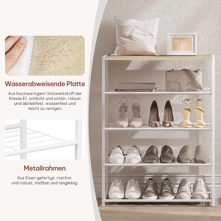 WOLTU Schuhregal mit 4 Ebenen, Schuhständer Metall, Schuhaufbewahrung platzsparend, Schuhorganizer f