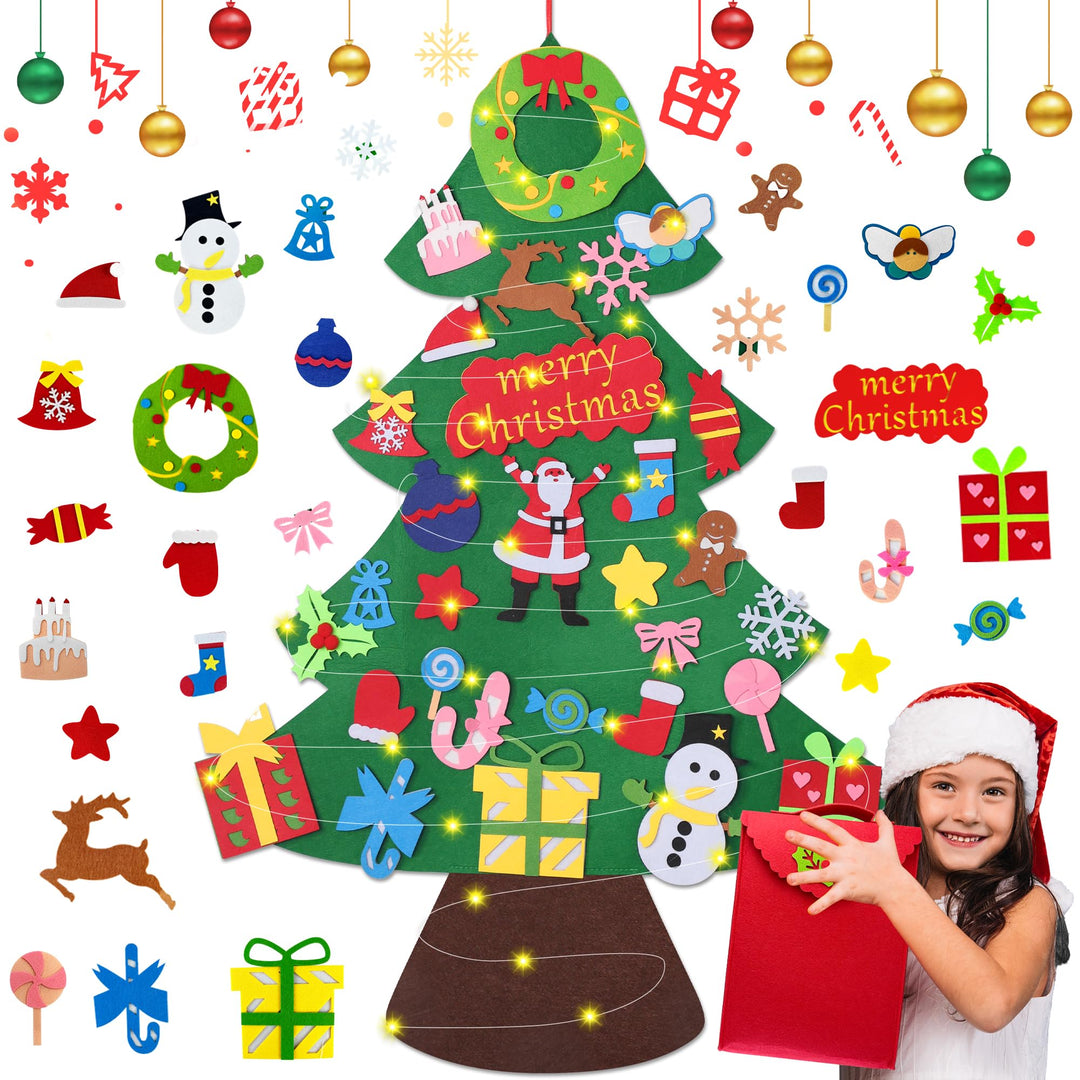 WEST STORY Filz Weihnachtsbaum für Kinder, 3.3Ft DIY Filz Tannenbaum Zum Schmücken mit 30 Ornamenten
