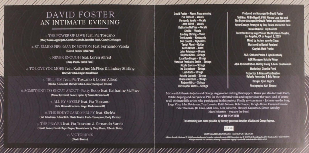 An Intimate Evening, Audio-CD