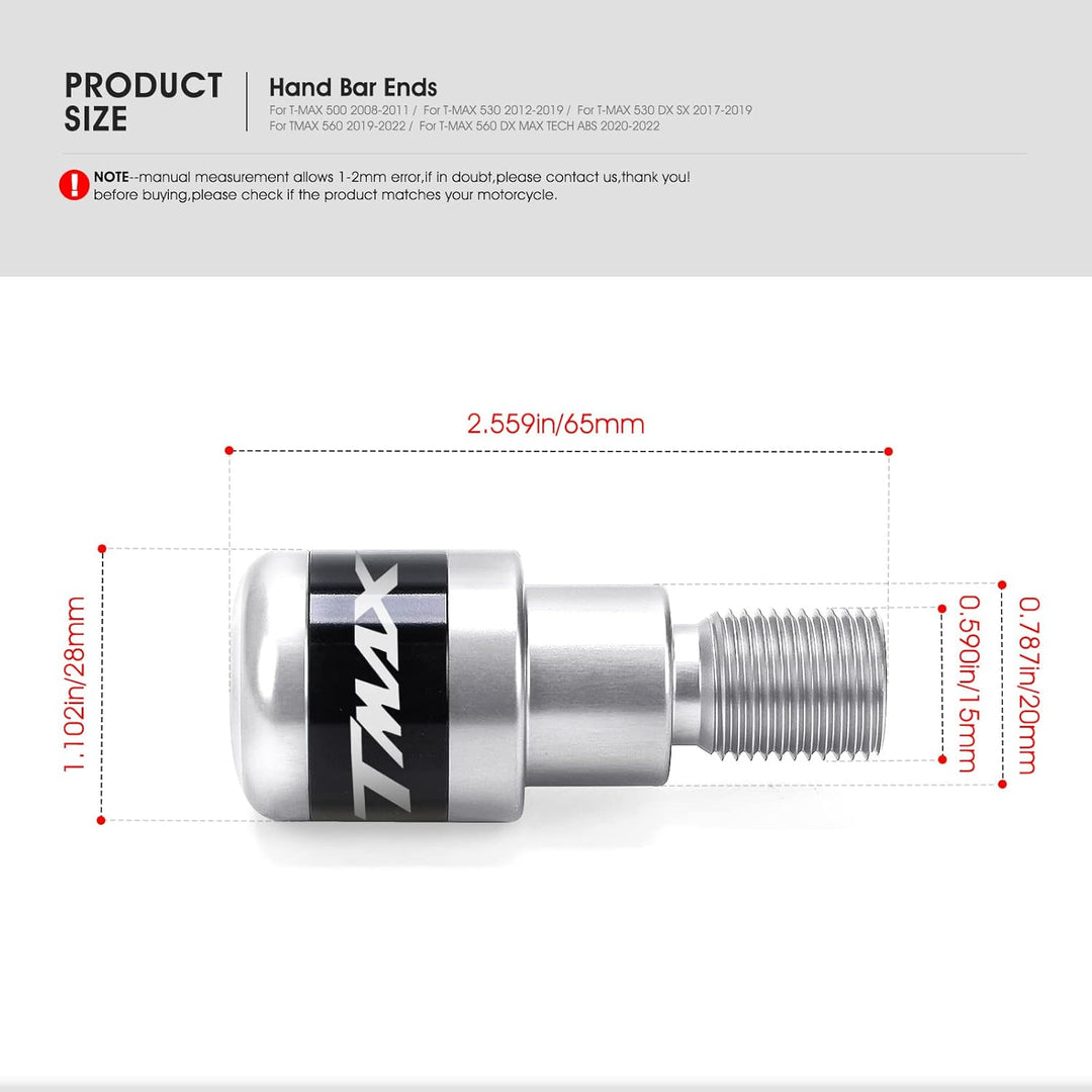 MOLONG Motorrad Lenkergriffe Endkappen Aluminium Für T-MAX 500 2008-2011 T-MAX 530 2012-2019 T-MAX 5