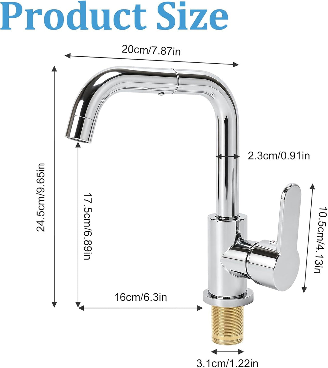 Wasserhahn Bad 360° Dreh Waschtischarmatur Hoch Edelstahl 304 Chrom | Mischbatterie Waschbecken Arma