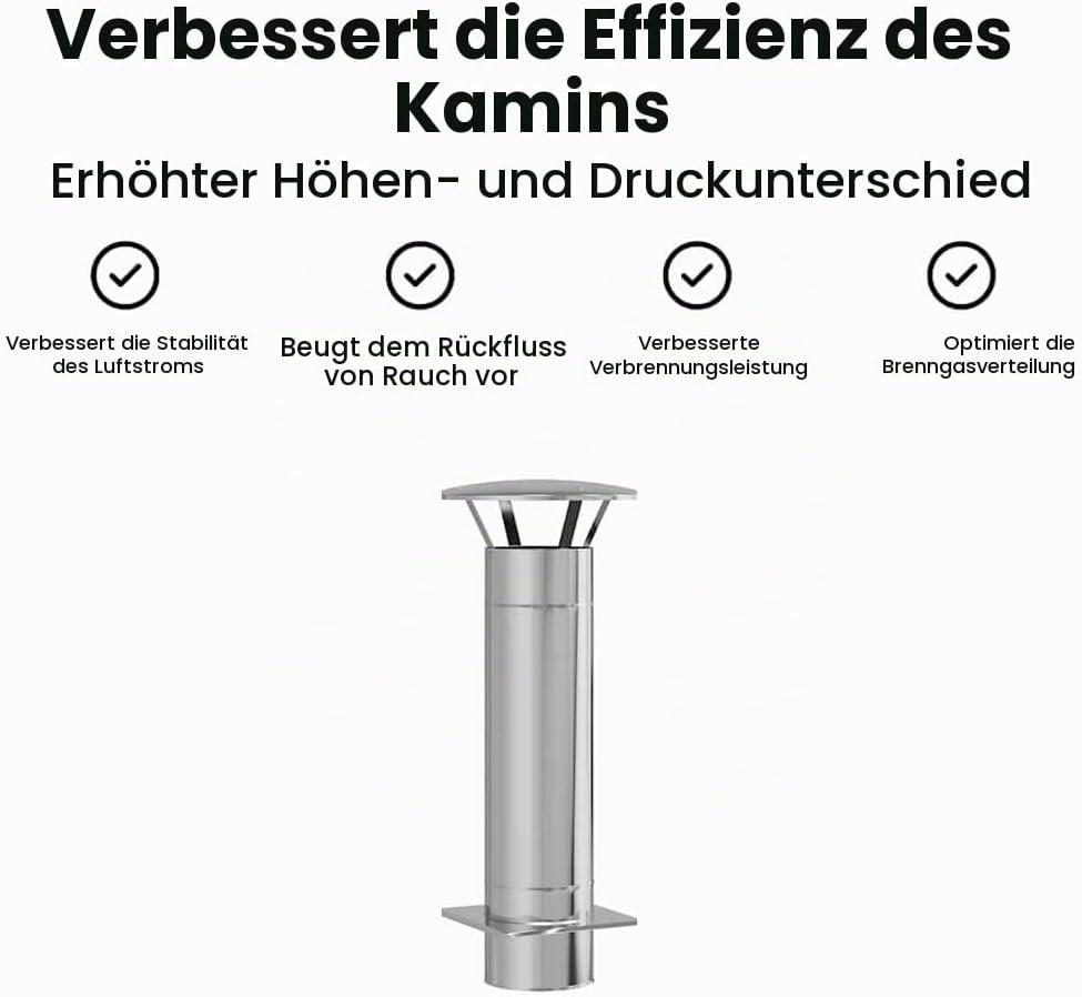 vidaXL Kaminverlängerung Silber 35 x 35 x 82 cm Edelstahl, Garten und Terrasse, Coole Kamin-Accessoi