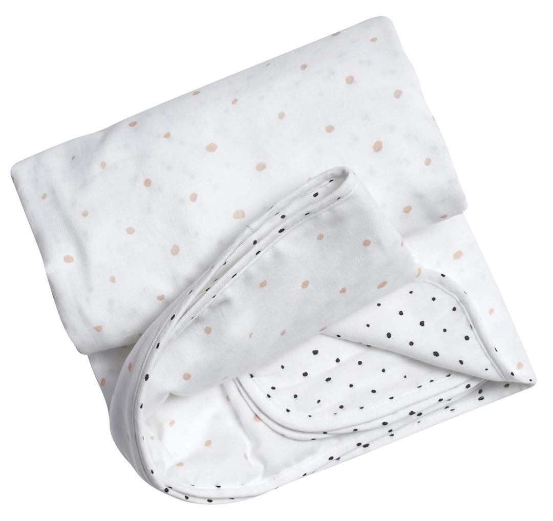 MOTHERHOOD Babydecke GOTS Zertifiziert aus Bio-Baumwolle, 2-lagig, 130 x 130 cm - Kleckse apricot un