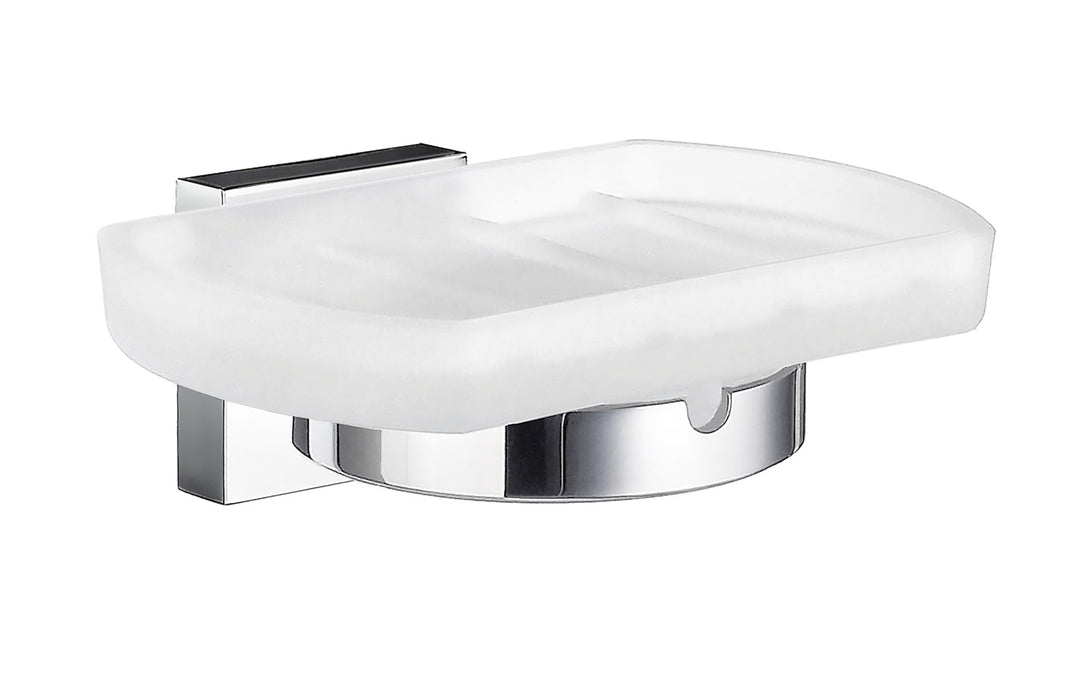 SMEDBO Holder with Glass Soap Dish, Polished Chrome RK342 Haushalter mit Seifenschale aus Glas, Milc