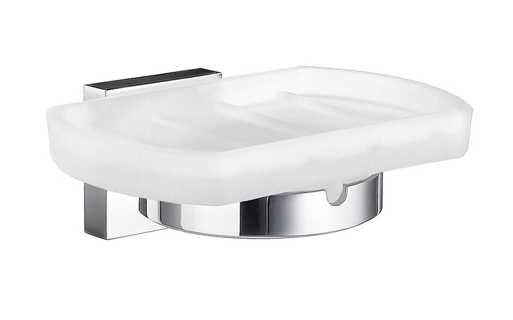 SMEDBO Holder with Glass Soap Dish, Polished Chrome RK342 Haushalter mit Seifenschale aus Glas, Milc
